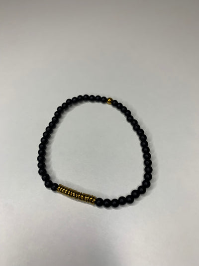 Black and Gold Beaded Bracelet