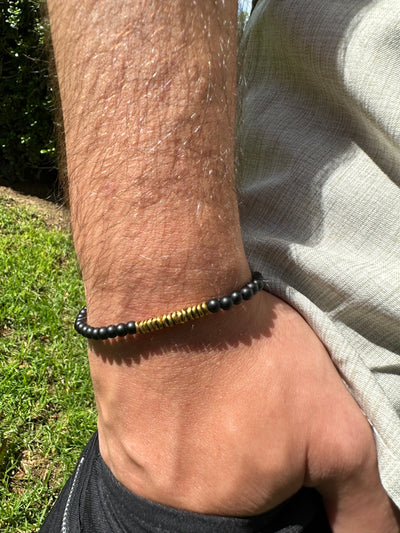 Black and Gold Beaded Bracelet