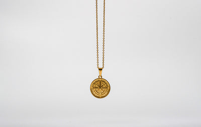 Compass Pendant - Gold - 18 inch