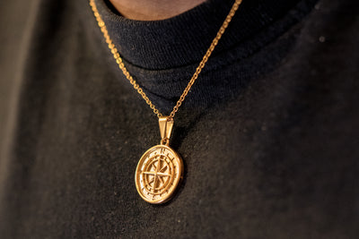 Compass Pendant - Gold - 18 inch